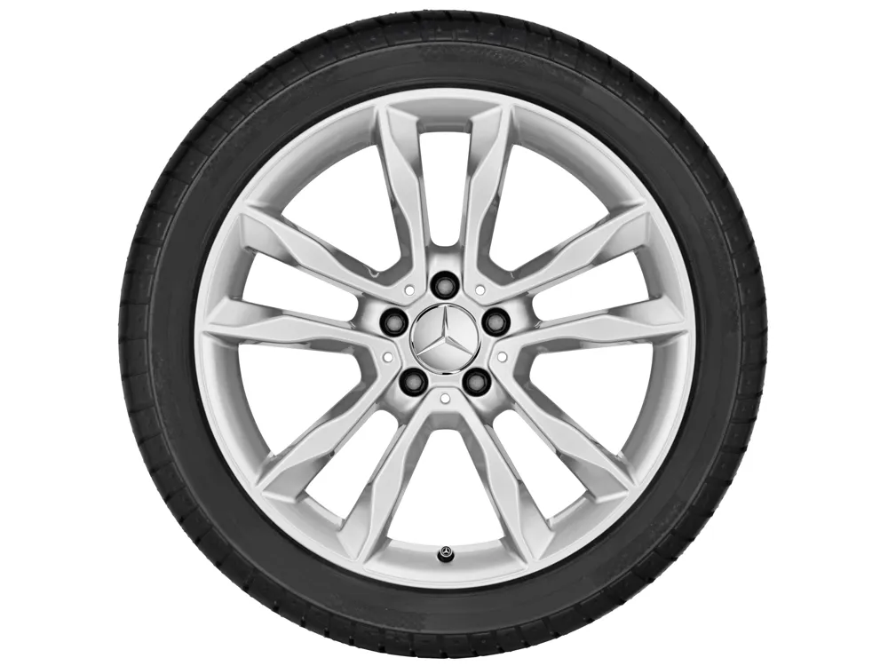 Колёсный диск 5 сдвоенных спиц 19 дюймов 8 J x 19 ET 43.5, серебристый ванадий Mercedes-Benz A15640104007X45