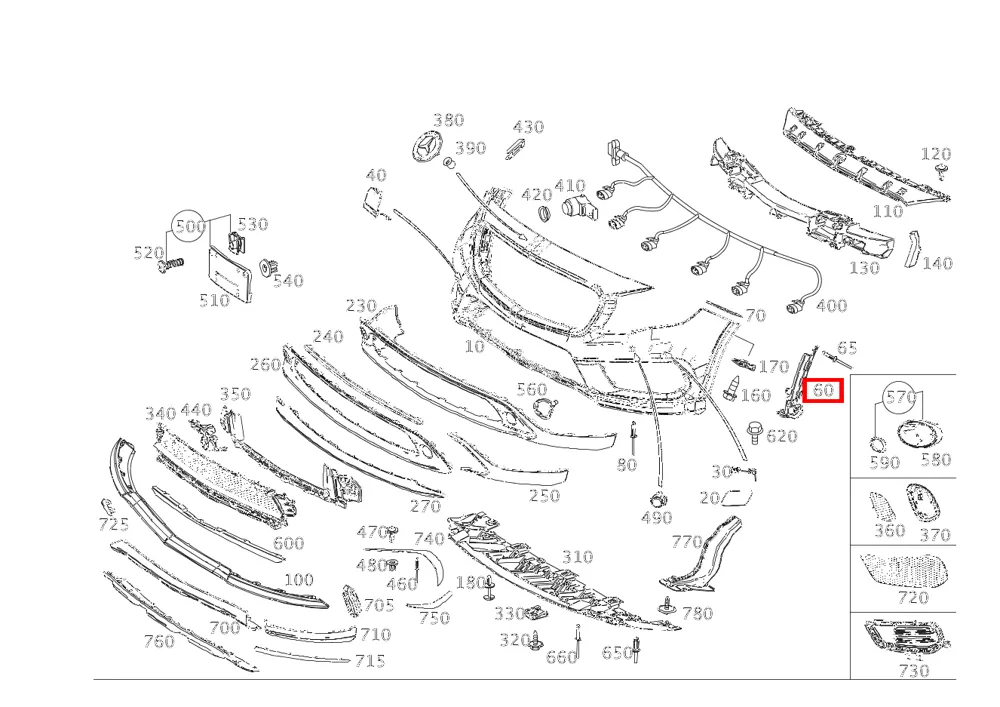 Крепежная направляющая правая для CLA W156 Mercedes-Benz A1568850201