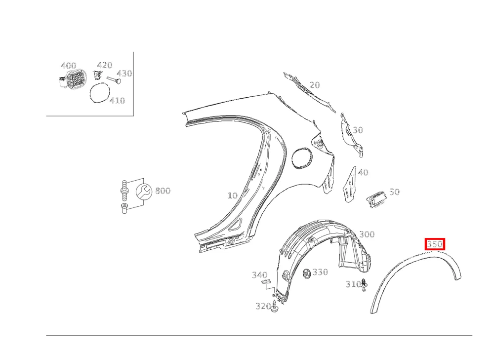 Крышка бампера у колёсной арки правая для GLA H156, B W246, C W205 Mercedes-Benz A1568851200