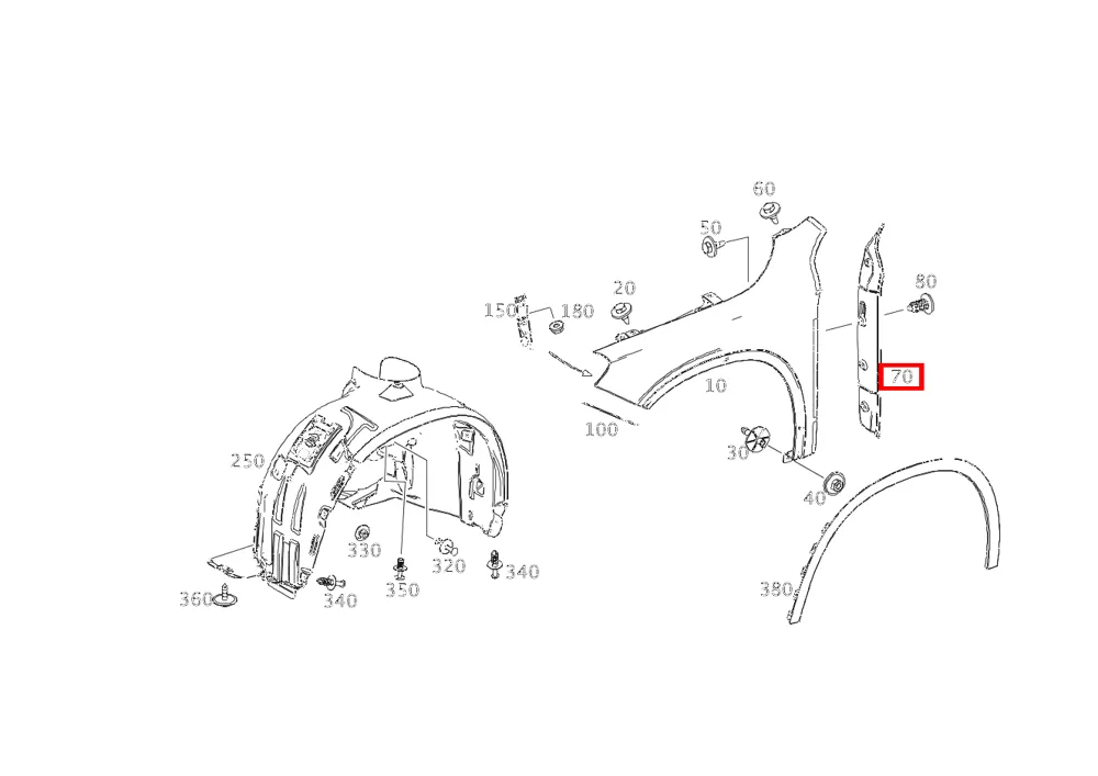 Накладка крыла правая для GLA 156, B 246 и C 205 Mercedes-Benz A1568890225
