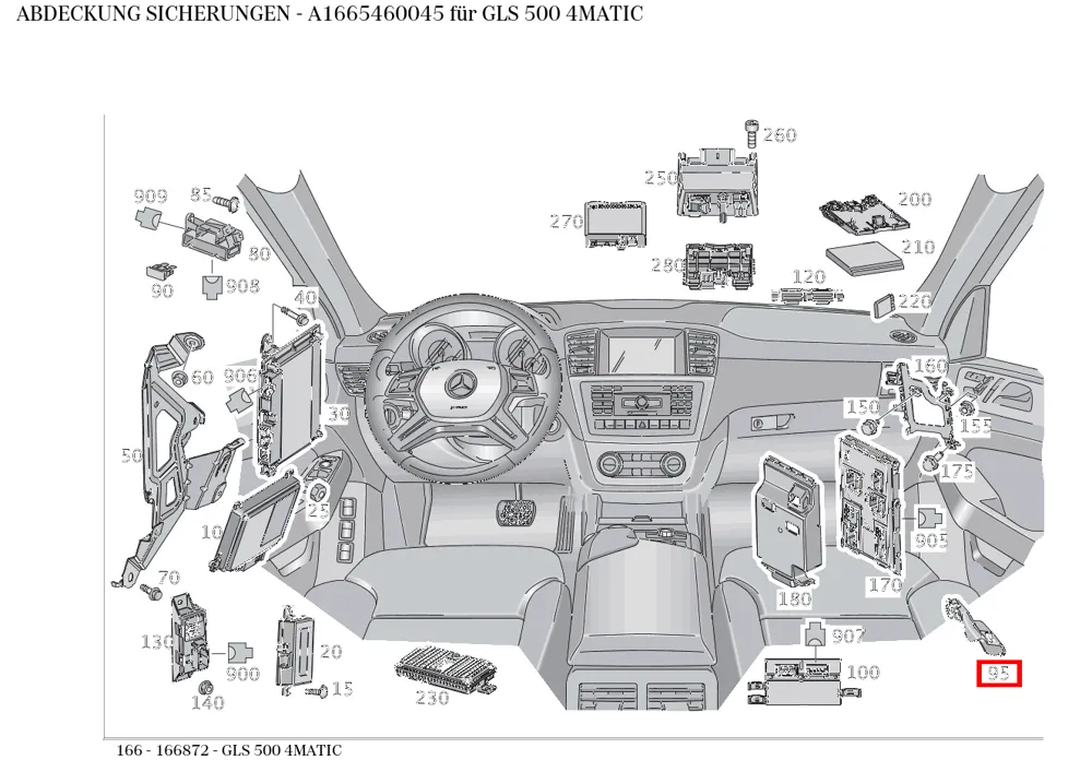 Крышка предохранителей для M W166 Mercedes-Benz A1665460045