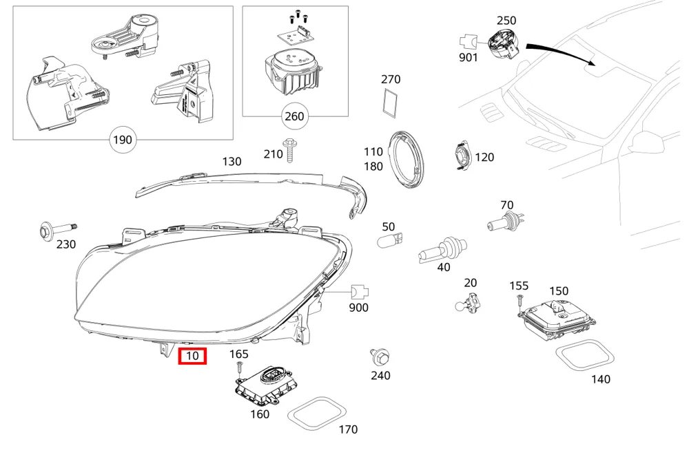 Фара правая для M-Klasse W166 Mercedes-Benz A1668202400