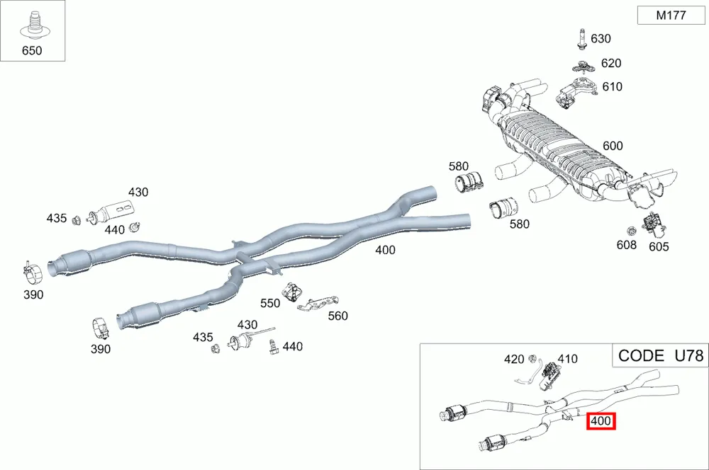 Средняя часть выпускной системы для GLE W167 Mercedes-Benz A1674908505