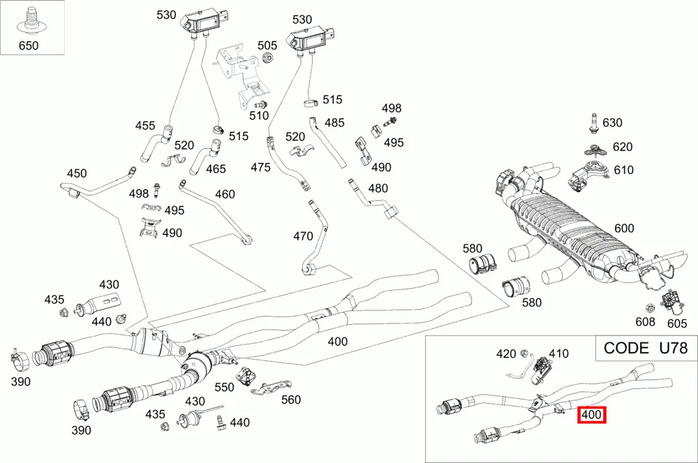 Средняя часть выпускной системы для GLE W167 Mercedes-Benz A1674908805