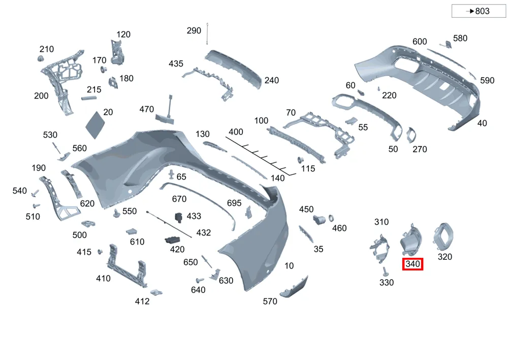 Накладка бампера GLE 167, C 205, S 222 левая Mercedes-Benz A1678856700