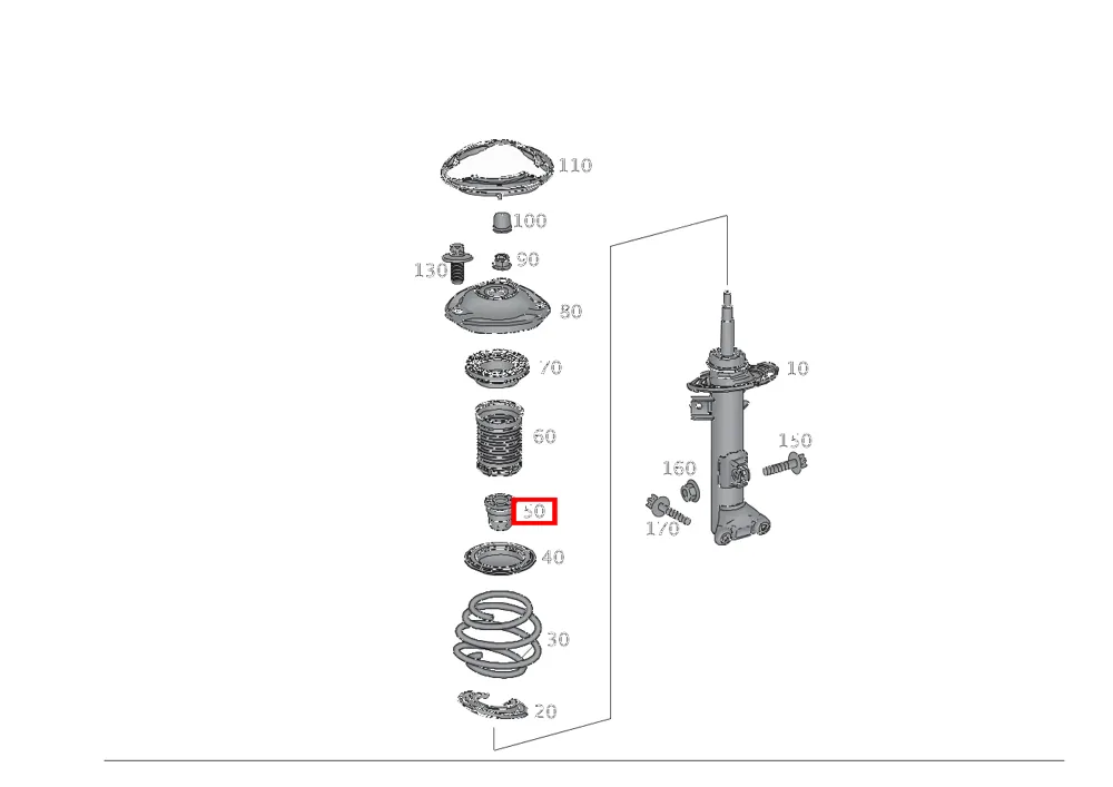 Дополнительная пружина, буфер отбоя для SLK, SLC R172 Mercedes-Benz A1723210306