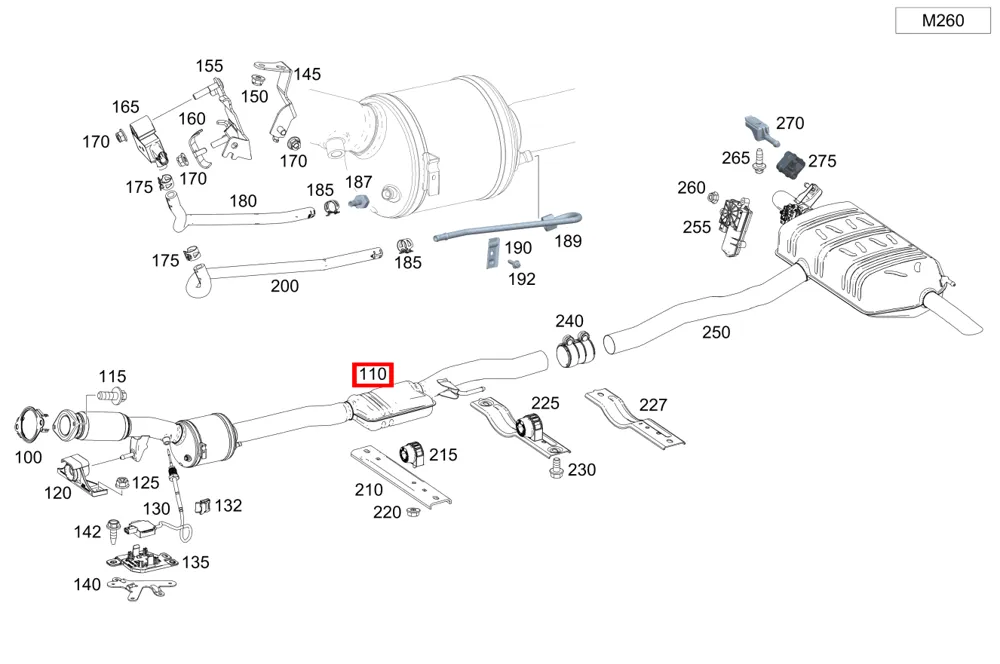 Выхлопная система средняя часть для CLA W118, A W177 Mercedes-Benz A177490170264