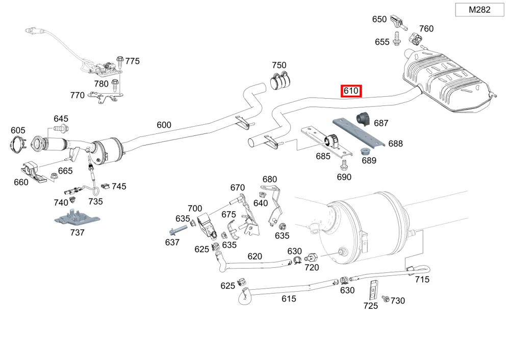 Выхлопная система задняя для A W177, GLB X247, CLA W118 Mercedes-Benz A1774902504