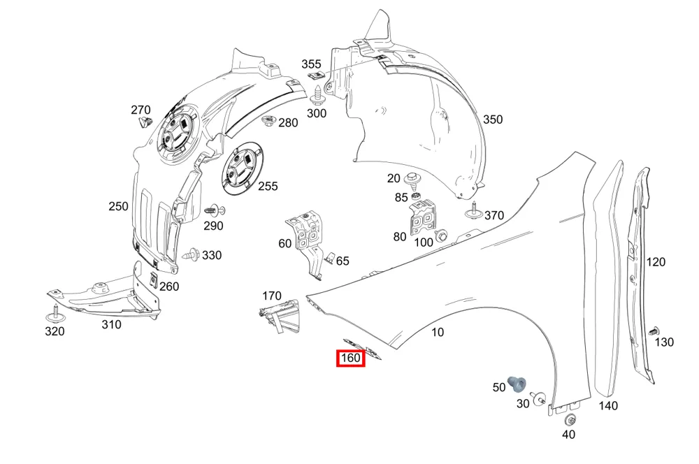 Защита кромки между крылом и бампером правая Mercedes-Benz A1778890400