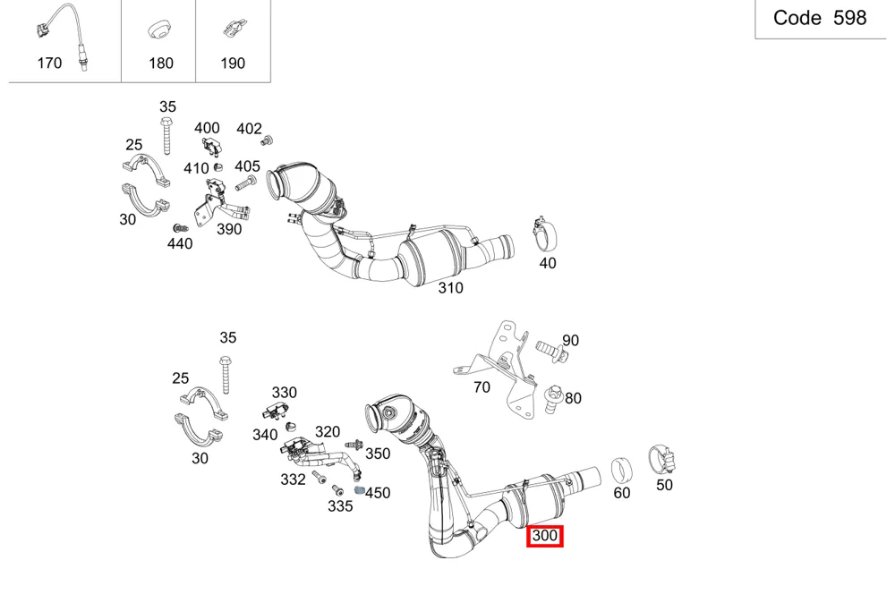 Выпускной трубопровод передний левый для GT C190 Mercedes-Benz A190490830080