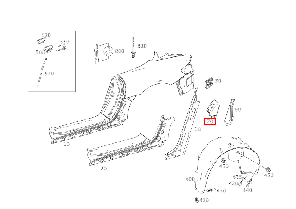 Опора ответной части замка левая для SLS-класса 197 Mercedes-Benz A1976190148