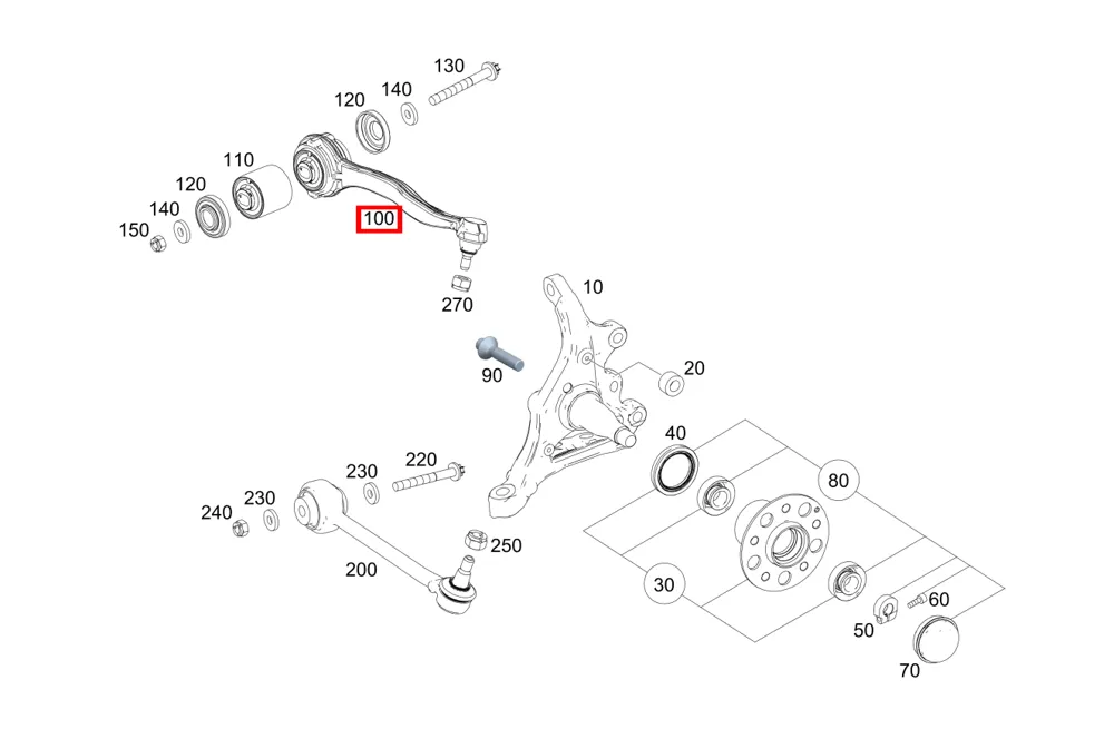 Тяга подвески с сайлентблоком правая Mercedes-Benz A2043308811