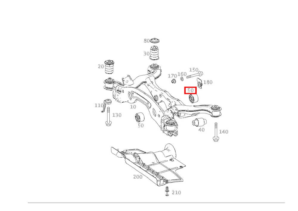 Сайлентблок корпуса заднего моста задний Mercedes-Benz A2043510442