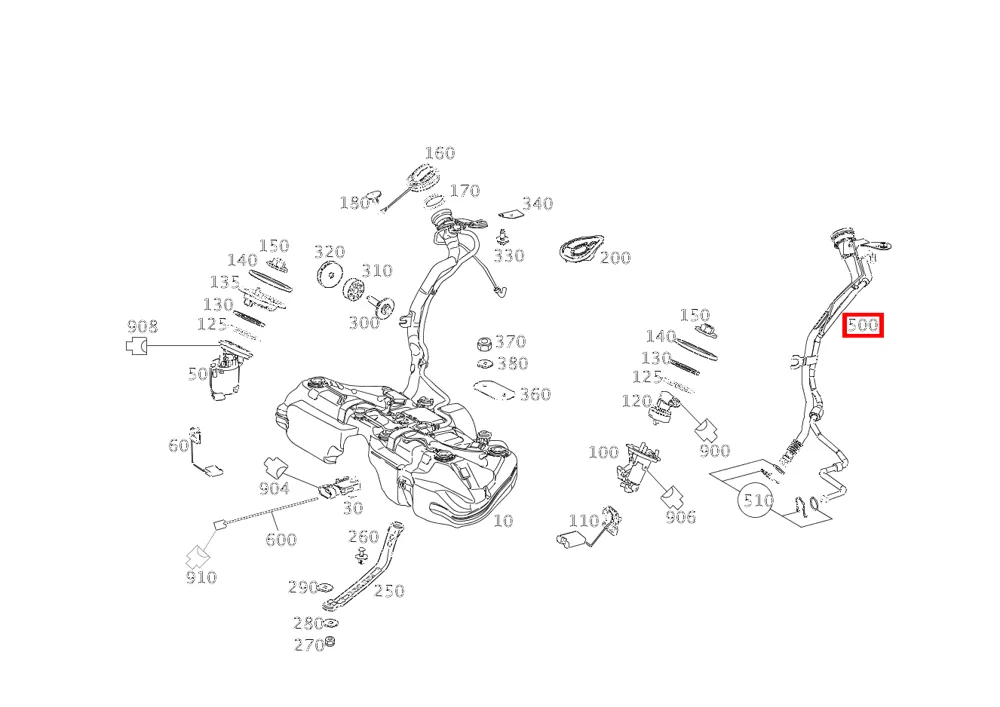 Заливная горловина бака для E-класса 207 Mercedes-Benz A2044700220