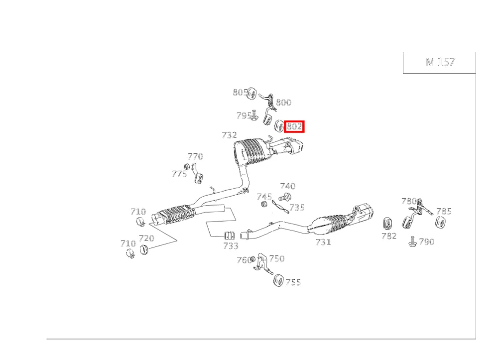 Подвесное кольцо выхлопной трубы заднее правое для CLS-класса 218 Mercedes-Benz A2044920144