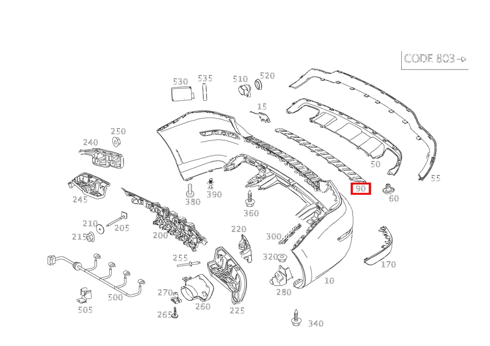 Отбойная пластина на задний бампер Mercedes-Benz A204885041164
