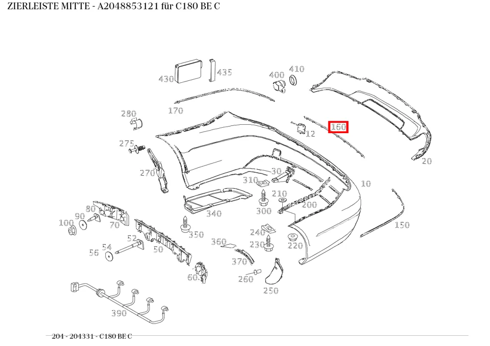 Молдинг средний для C W204 Mercedes-Benz A2048853121