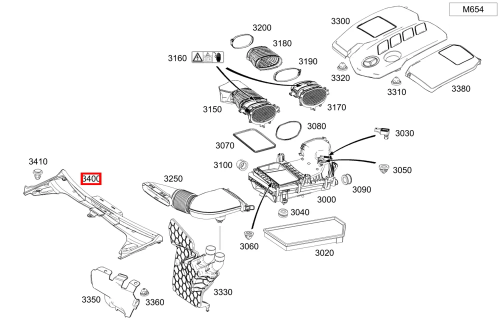 Забор холодного воздуха для C W205 Mercedes-Benz A2055000255