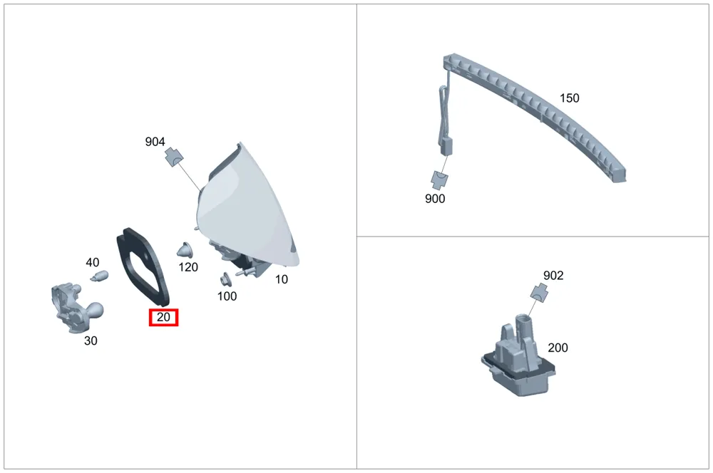 Уплотнитель корпуса фонаря правый для C W205 Mercedes-Benz A2058260300