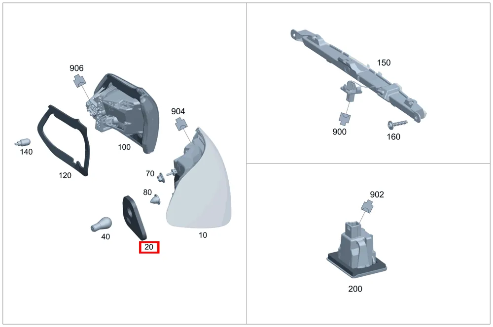 Уплотнитель корпуса фонаря левый для C W205, E W207, GLB X247 Mercedes-Benz A2058261291