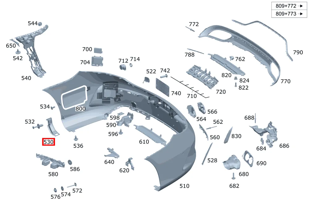 Крышка бампера правая для C W205, CLK C209, GLC X253 Mercedes-Benz A2058855023