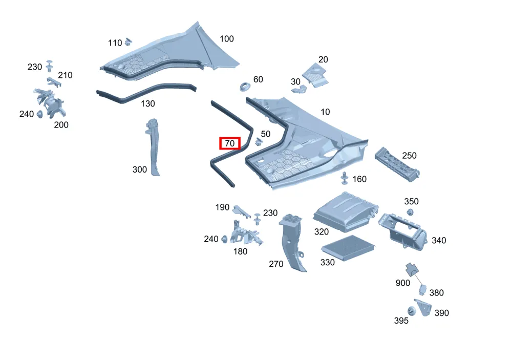 Уплотнитель капота, водоотвод капота левый для C W205 Mercedes-Benz A2058870100