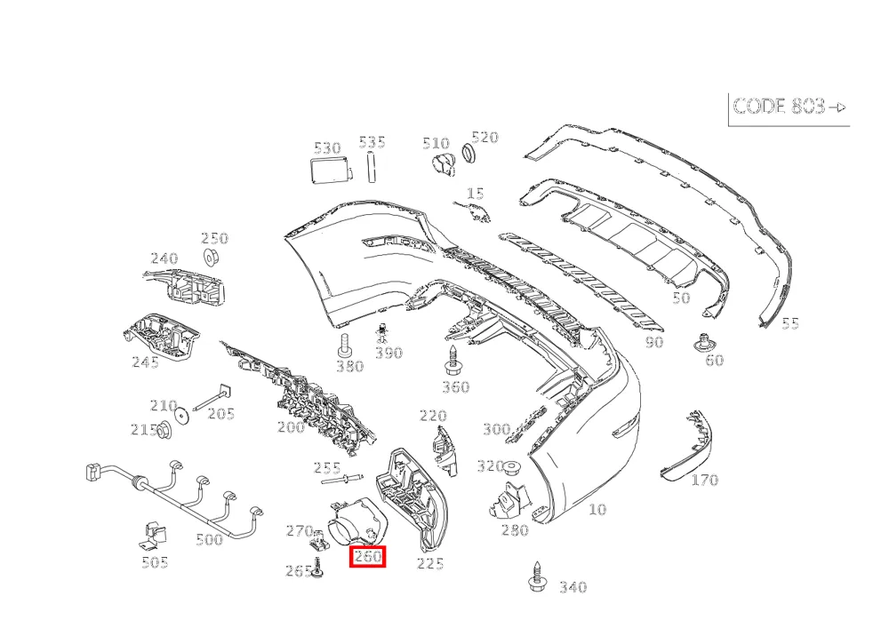Насадка выхлопной трубы правая для C 204 и GLC 253 Mercedes-Benz A2074902027