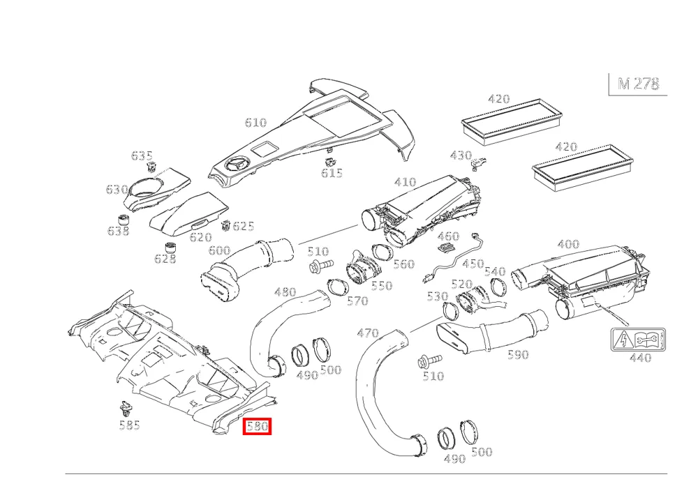 Диффузор вентилятора верхний для E-Класс C207 Mercedes-Benz A2075000255