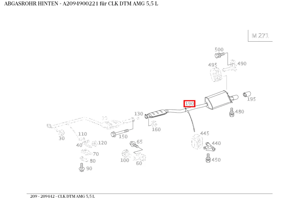Выхлопная труба Mercedes-Benz A209490022164