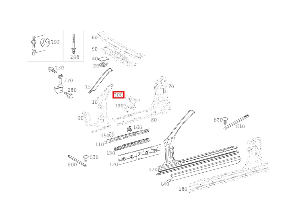 Распорка левая для CLK W209 Mercedes-Benz A2096300128