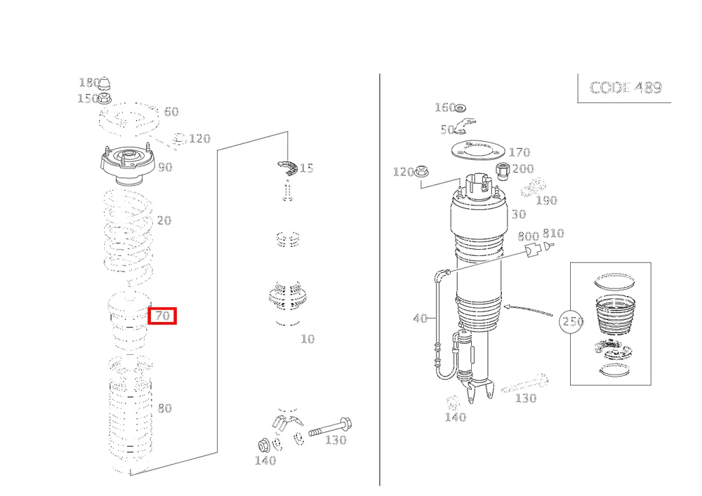 Отбойник передней пружины для E-класса 211 Mercedes-Benz A2113210006