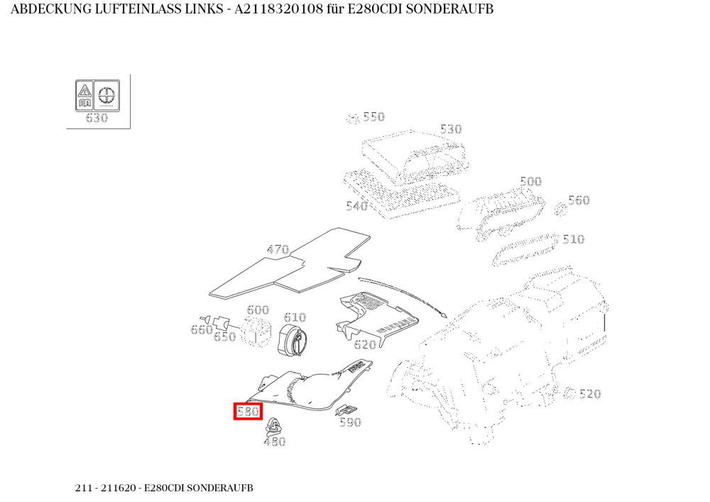Крышка со стороны водителя для E W211, CLS C219 Mercedes-Benz A2118320108