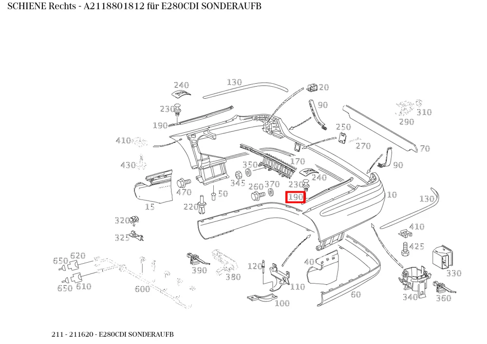Направляющая правая для E-класса 211 Mercedes-Benz A2118801812