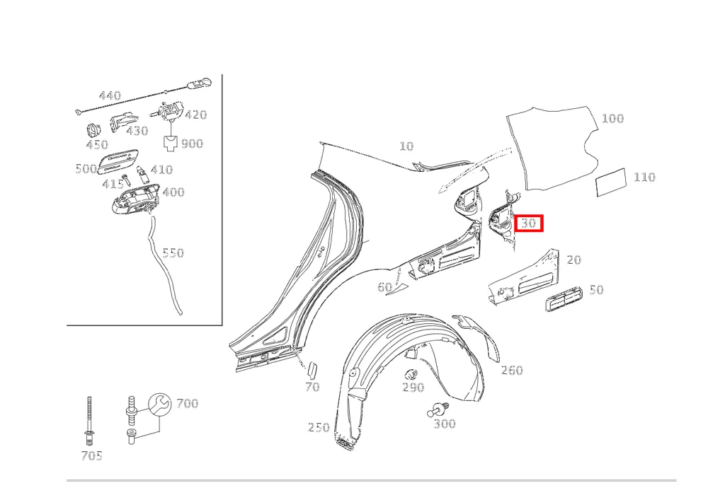 Опора заднего фонаря правая для E-класса 212 Mercedes-Benz A2126300489