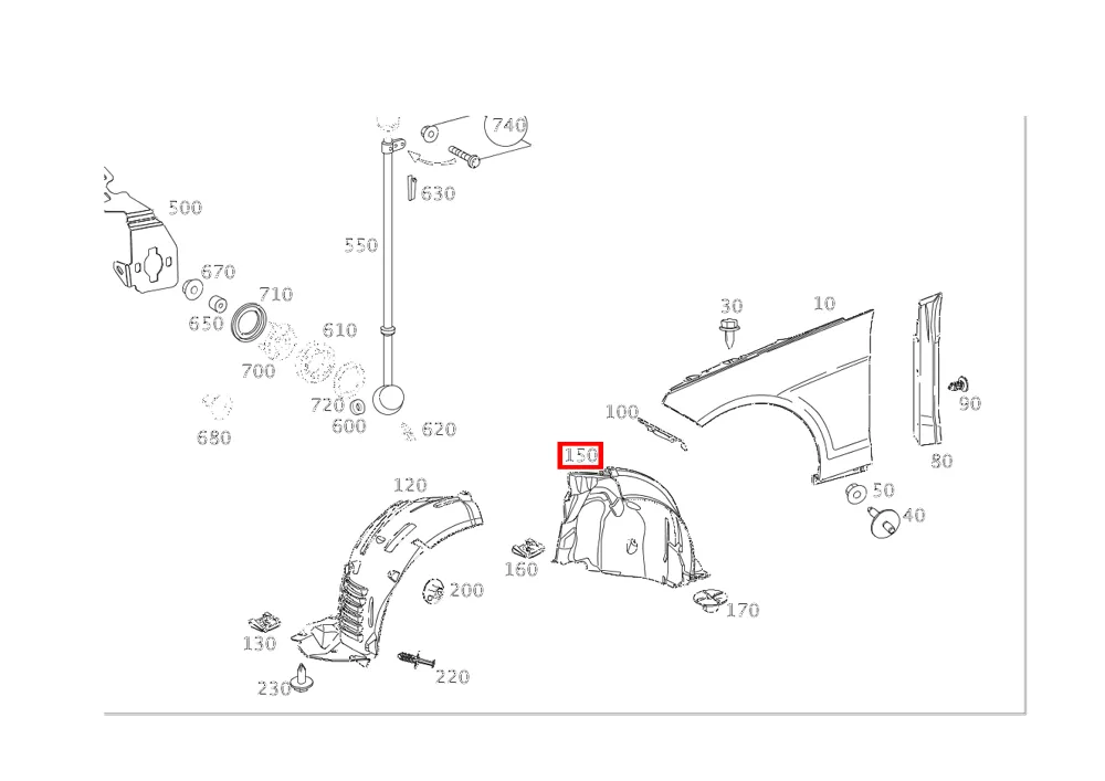 Накладка колёсной арки переднего правого крыла для E W212 Mercedes-Benz A2126906530