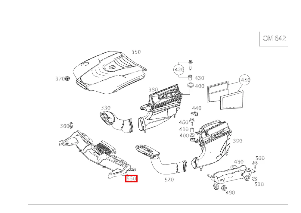 Впуск холодного воздуха верхний для E-класса 238 Mercedes-Benz A2135006200