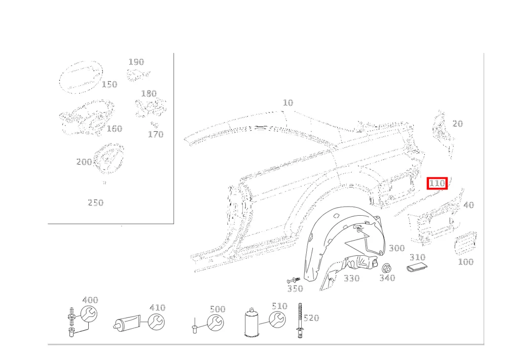 Прокладка крыла к боковине левая для CL-класса 216 Mercedes-Benz A2166390196