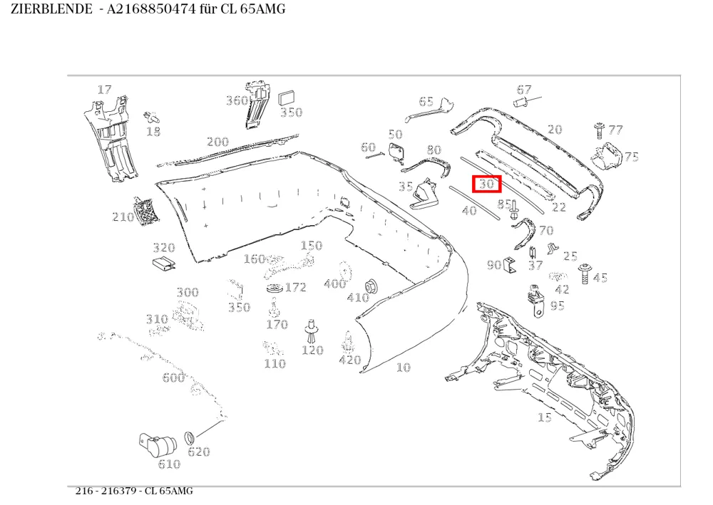 Декоративная накладка для CL C216 Mercedes-Benz A2168850474