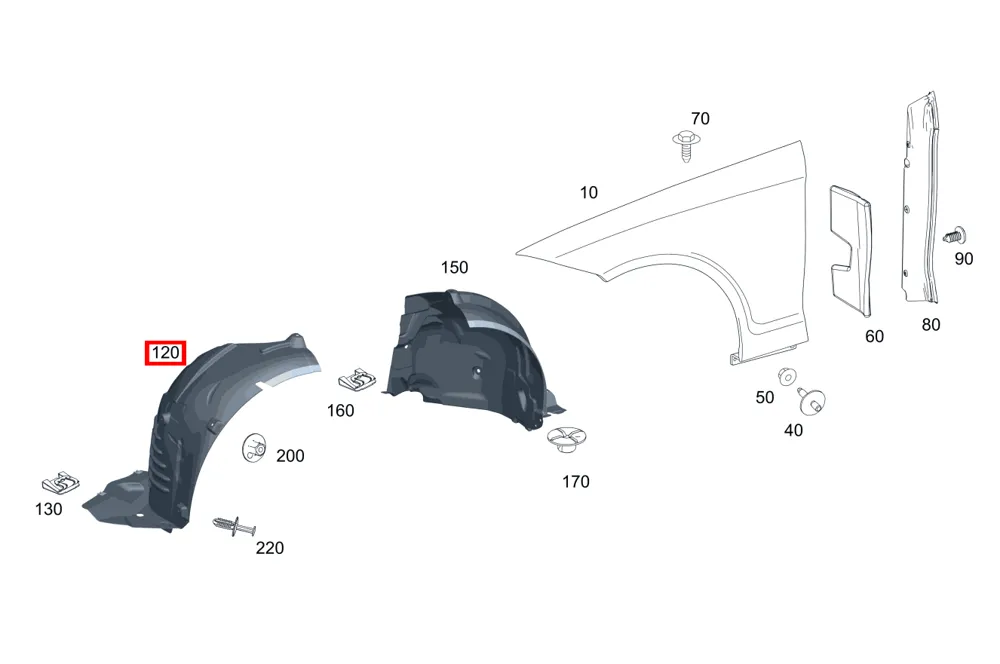 Накладка колесной арки переднего правого крыла для CLS W218 Mercedes-Benz A2186902630