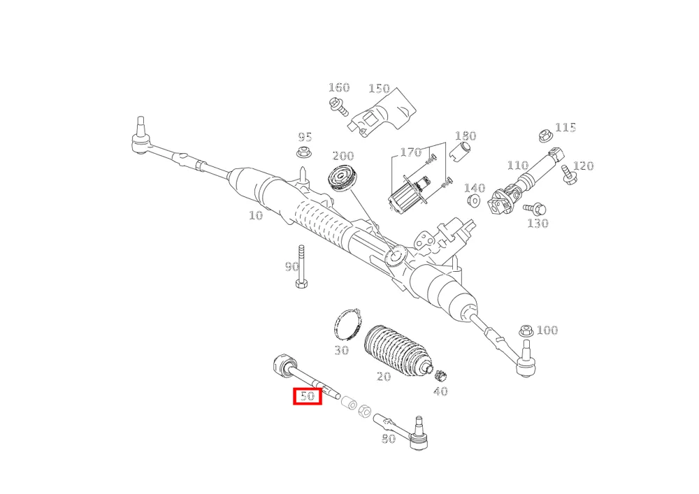 Рулевая тяга внутренняя правая для CL 216 и S 221 Mercedes-Benz A2213301603