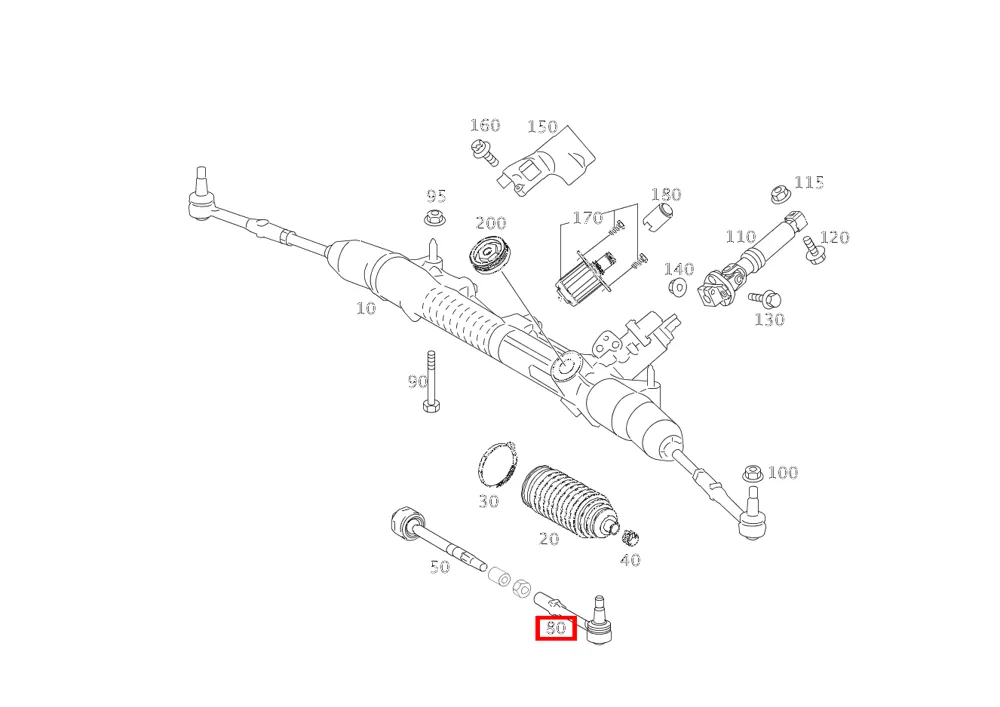 Рулевая тяга наружная левая для CL 216 и S 221 Mercedes-Benz A2213303303
