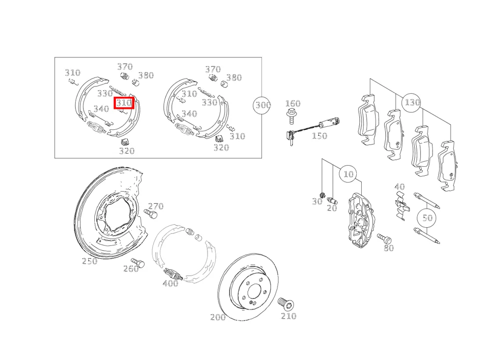 Возвратная пружина тормозных колодок для SLS, AMG 197, CL 216 и S 221 Mercedes-Benz A2214230092