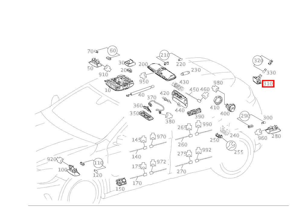 Плафон освещения салона Mercedes-Benz A221820210164