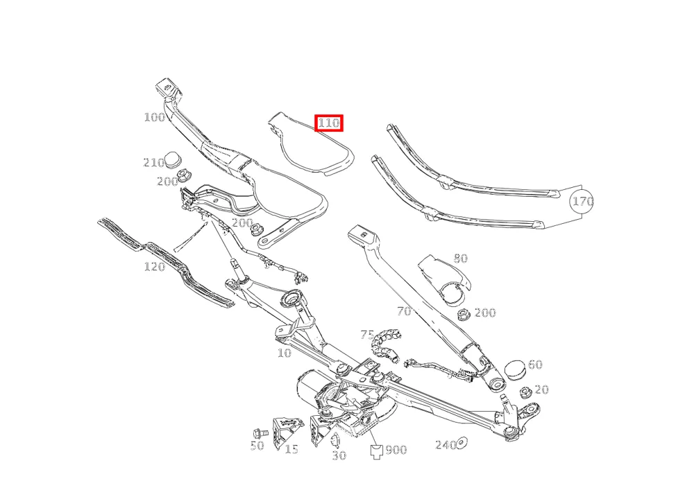 Колпачок рычага стеклоочистителя пассажира для SL-класса 231 Mercedes-Benz A2318240449