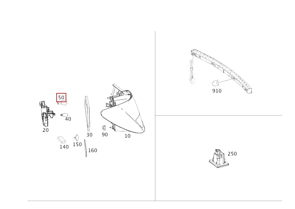 Фонарь задний в сборе для EQA 250, EQA 300 4MATIC Mercedes-Benz A2439066600