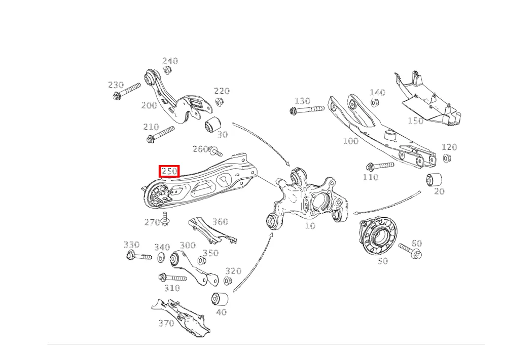 Продольный рычаг правый Mercedes-Benz A2463500506