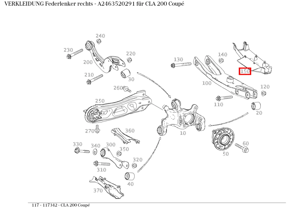 Облицовка рычага пружины правая Mercedes-Benz A2463520291