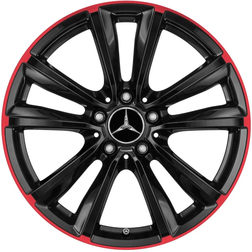 Колёсный диск 5 двойных спиц 18" 7,5J x 18 ET52 чёрный с красным ободом Mercedes-Benz A24640106009Y23