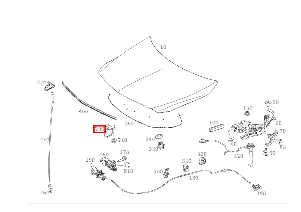 Замок, верхняя часть, для A W176, B W245 Mercedes-Benz A2468800360