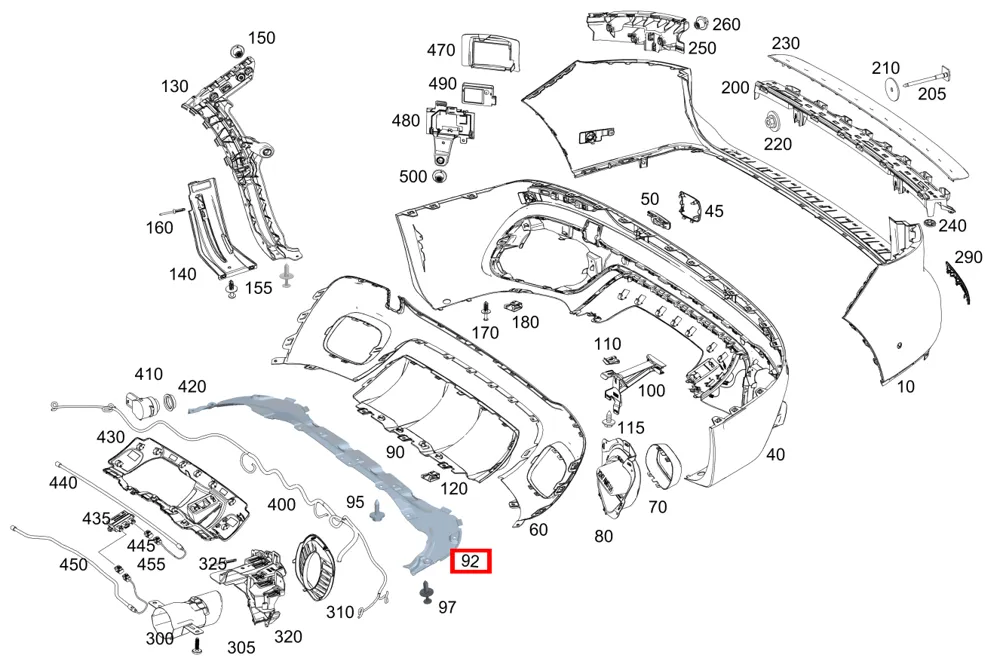 Защита днища под полом багажника задняя для GLB 247 и GLC 253 Mercedes-Benz A2476842500